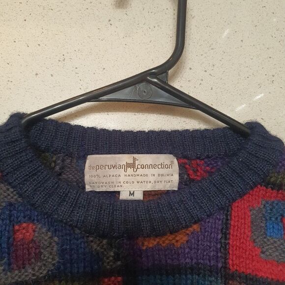 PERUVIAN CONNECTION Alpaca Embroidered colorful sweater size Medium - Picture 8 of 12